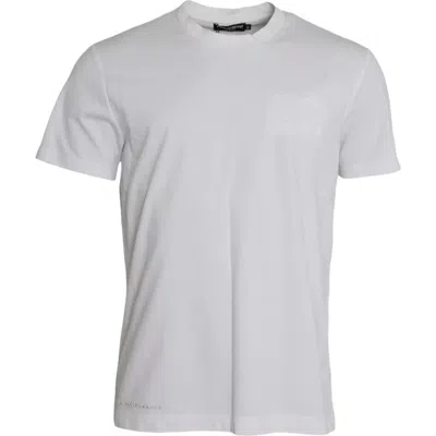 Pre-owned Dolce & Gabbana White Logo Round Neck Short Sleeves Men's T-shirt ()