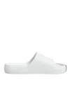 Dolce & Gabbana White Logo Slides Sandals Men Beachwear Shoes In White
