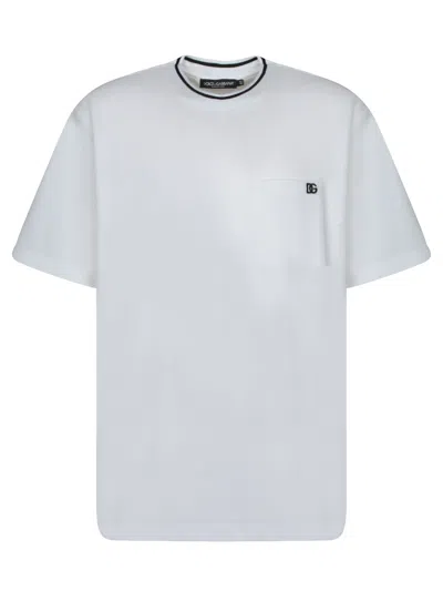 Dolce & Gabbana White Logo T-shirt In Gray