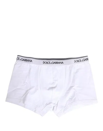 Dolce & Gabbana White Logo Waistband Cotton Boxer Underwear