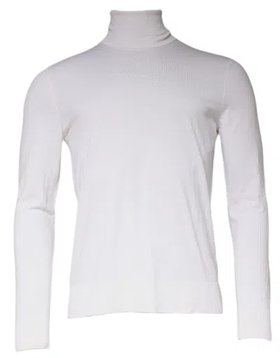 Pre-owned Dolce & Gabbana White Long Sleeve Turtleneck Men Pullover Men's Sweater ()