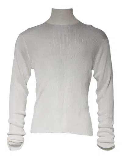 Pre-owned Dolce & Gabbana White Long Sleeve Turtleneck Men Pullover Men's Sweater ()