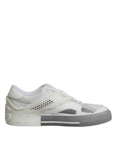 Pre-owned Dolce & Gabbana White Low Top Dg Embossed Men Sneakers Men's Shoes ()