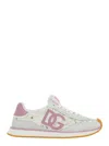 Dolce & Gabbana White Low Top With Lace Details And Dg Patch On The Side In Fabric And Suede Blend Woman In Multi