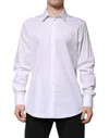 Dolce & Gabbana White Gold Cotton Long Sleeves Men Formal Shirt In White