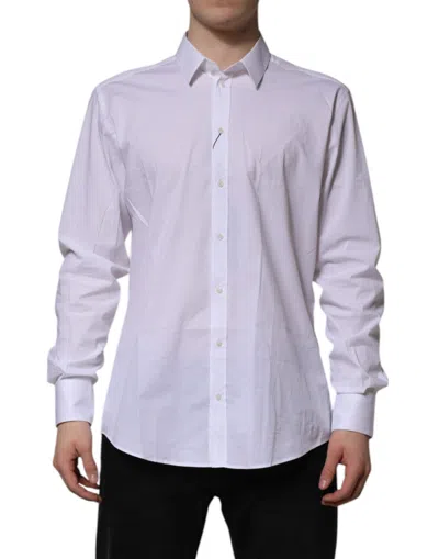 DOLCE & GABBANA WHITE MARTINI LONG SLEEVE DRESS FORMAL SHIRT