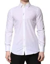 Dolce & Gabbana White Gold Cotton Long Sleeves Men Formal Shirt