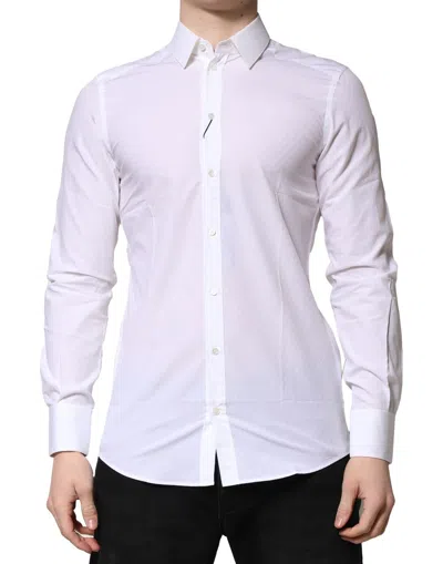 DOLCE & GABBANA WHITE MARTINI LONG SLEEVES DRESS FORMAL SHIRT