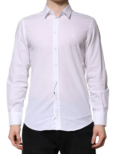 Dolce & Gabbana White Martini Long Sleeves Men Formal Shirt