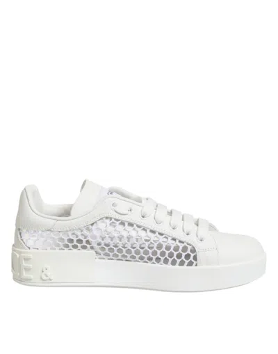 Dolce & Gabbana White Mesh Inserts Low Top Sneakers Women's Shoes