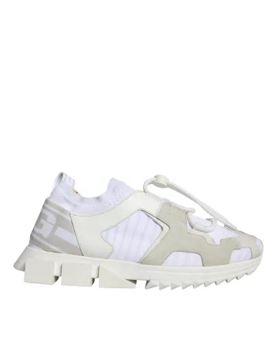 DOLCE & GABBANA WHITE MESH SORRENTO TREKKING SNEAKERS SHOES