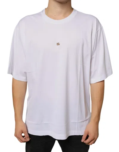 Dolce & Gabbana White Metal Dg Logo Cotton Short Sleeves T-shirt