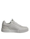 Dolce & Gabbana White Miami Leather Low Top Sneakers Shoes In Gray