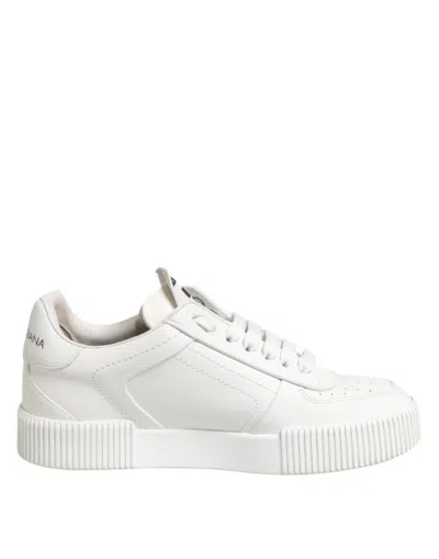 Pre-owned Dolce & Gabbana White Miami Leather Low Top Sneakers Women's Shoes ()