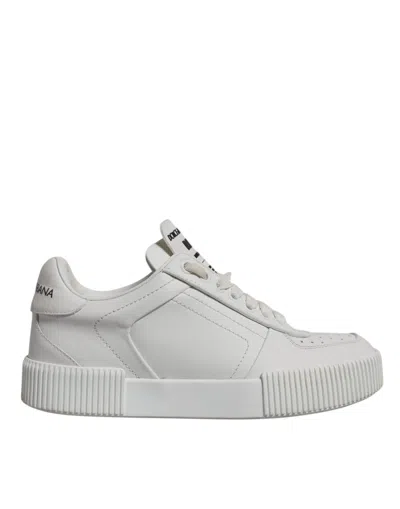 Pre-owned Dolce & Gabbana White Miami Leather Low Top Sneakers Women's Shoes ()