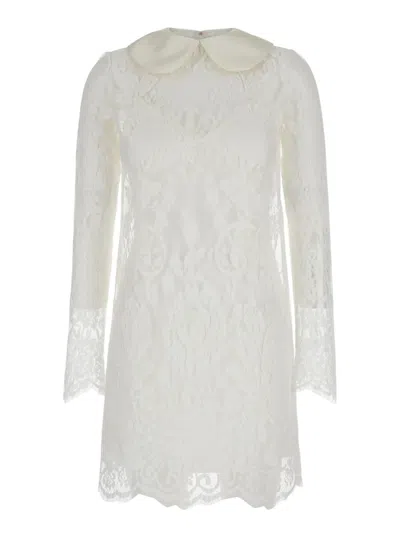 DOLCE & GABBANA WHITE MINI DRESS IN CHANTILLY LACE WOMAN