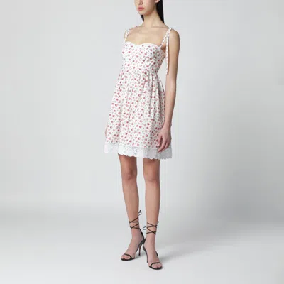 Dolce & Gabbana Lace-trimmed Floral-print Cotton-blend Poplin Bustier Mini Dress In Multi