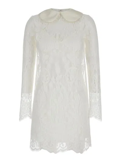 Dolce & Gabbana White Minidress In Chantilly Lace Woman