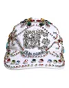 Dolce & Gabbana White Multicolor Crystal Embellish Baseball Cap In White
