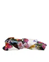 Dolce & Gabbana White Multicolor Floral Silk Bow Crystal Embellished Headband In White