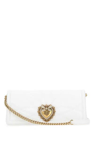 Dolce & Gabbana White Nappa Leather Devotion Shoulder Bag
