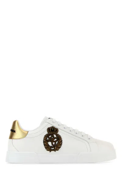 Dolce & Gabbana White Nappa Leather Portofino Sneakers