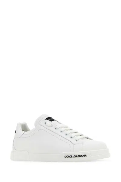 Dolce & Gabbana White Nappa Leather Portofino Sneakers