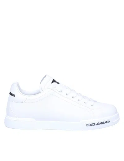 DOLCE & GABBANA DOLCE & GABBANA WHITE NAPPA PORTOFINO SNEAKERS