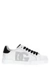 Dolce & Gabbana Portofino' White Low Top Sneakers With Perforated Logo In Leather In White