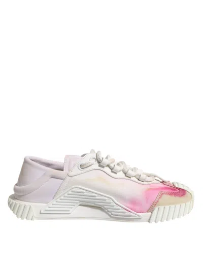 Pre-owned Dolce & Gabbana White Ns1 Lace Up Low Top Sneakers Women's Shoes ()
