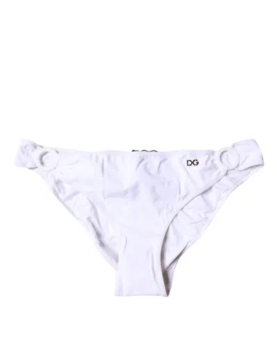 Dolce & Gabbana White Nylon Beachwear Bikini Bottom Women's Swimwear