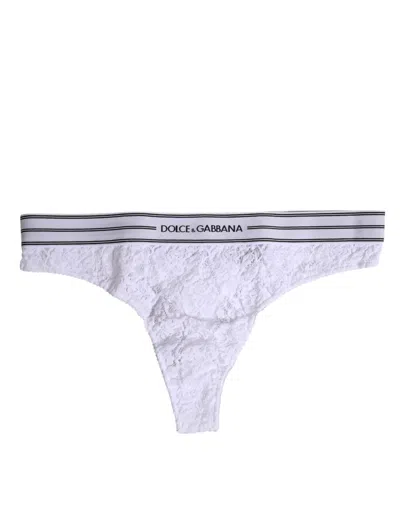 Dolce & Gabbana White Nylon Floral Lace Bottom Panty Women's Underwear