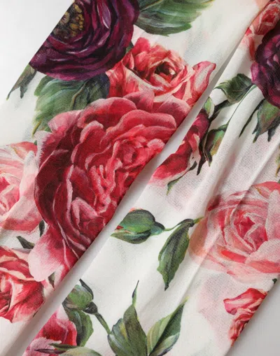 Dolce & Gabbana White Nylon Floral Print Tights Stockings Socks In Multi