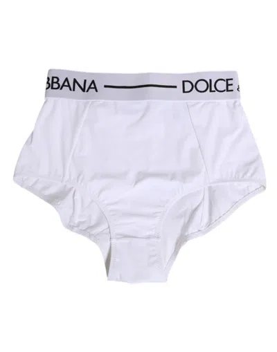 Dolce & Gabbana White Nylon Logo Waistband Panty Underwear In Red