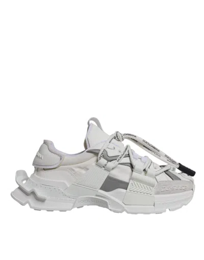 Pre-owned Dolce & Gabbana White Nylon Low Top Space Men Sneakers Men's Shoes ()