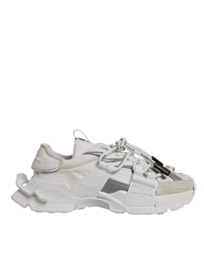 Pre-owned Dolce & Gabbana White Nylon Low Top Space Sneakers Men's Shoes ()