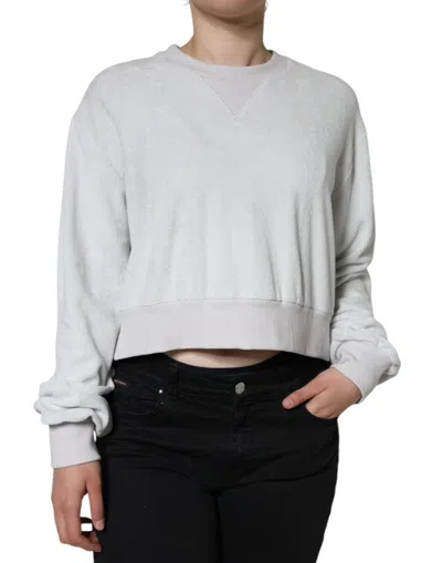 DOLCE & GABBANA DOLCE & GABBANA WHITE NYLON STRETCH CREW NECK PULLOVER WOMEN'S SWEATER