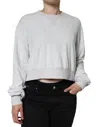 Dolce & Gabbana White Nylon Stretch Crew Neck Pullover Sweater In Gray