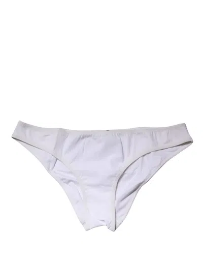 Dolce & Gabbana White Nylon Stretch Mid Waist Brief Panty Underwear In Gray