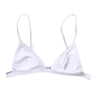 Dolce & Gabbana White Nylon Triangle Beachwear Bikini Top Swimwear In Purple