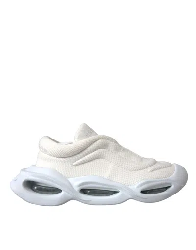 Pre-owned Dolce & Gabbana White Padded Fabric Wave Low Top Sneakers Women's Shoes ()