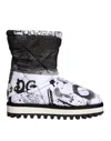 Dolce & Gabbana Nylon Ankle Boots With Logo Print