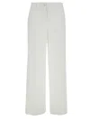 Dolce & Gabbana White Palazzo Pants With Logo Detail In Stretch Cotton Woman In White