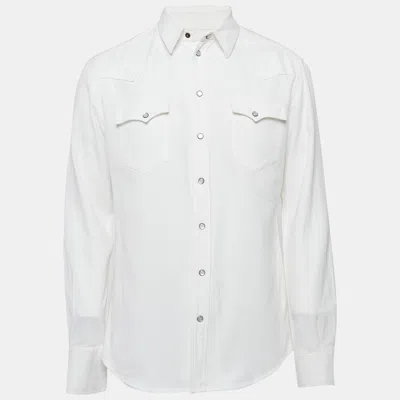 Pre-owned Dolce & Gabbana White Patterned Cotton Sicilia Shirt Xl