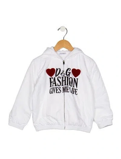 Pre-owned Dolce & Gabbana Babies' White Patterned Graphic Casual Hoodie With Zip Closure