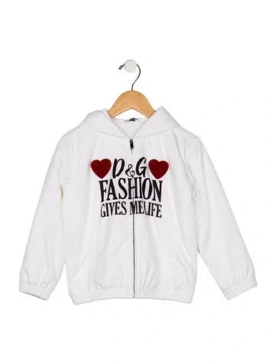 Pre-owned Dolce & Gabbana Babies' White Patterned Graphic Casual Jacket With Zip Closure