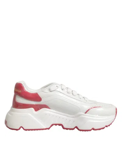 DOLCE & GABBANA WHITE PINK DAYMASTER LOW TOP SNEAKERS SHOES