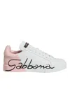 DOLCE & GABBANA DOLCE & GABBANA WHITE PINK PORTOFINO LOW TOP SNEAKERS WOMEN'S SHOES
