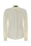 Dolce & Gabbana White Point Collar Crepe Shirt In Neutral