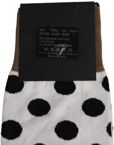 Dolce & Gabbana White Polka Dot Over The Calf Accessory Socks In Multi